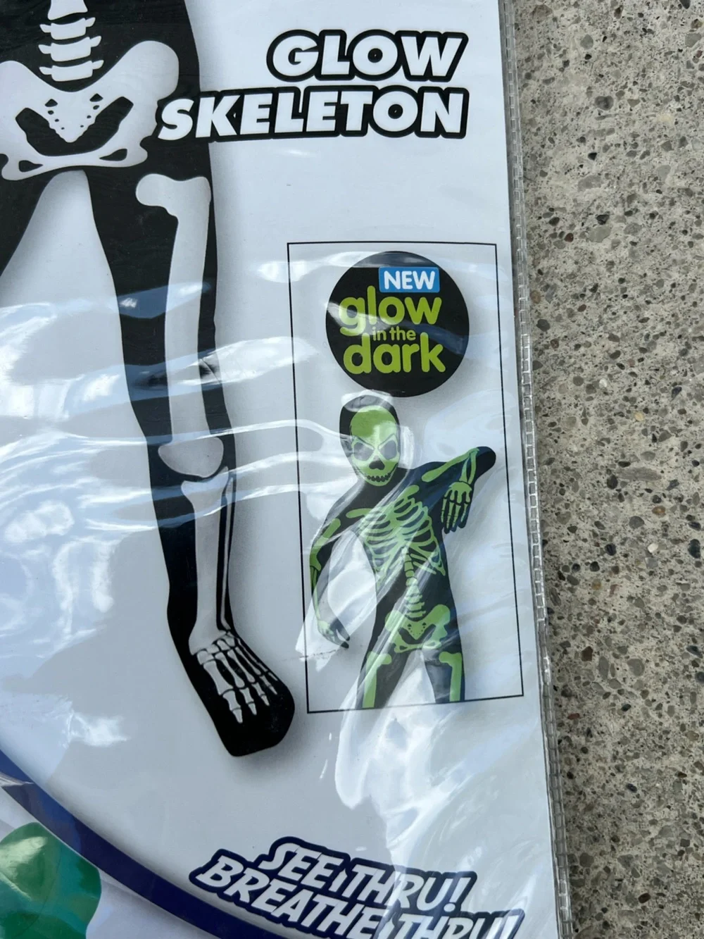Spirit Halloween Glow Skeleton SuperSkin Costume - Black, White, Green Child XL - Picture 9 of 9